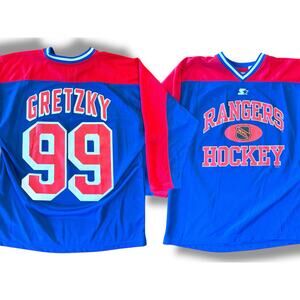 Vintage New York Rangers 90s STARTER Jersey Wayne Gretzky NHL Hockey 99 NY L